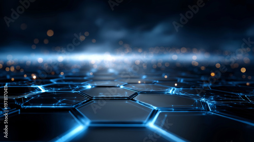 Futuristic Hexagonal Digital Network Background