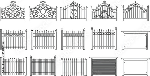 Ornamental Iron Gates and Fences with Decorative Elements for Elegant Garden and Estate Security