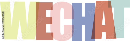 Wechat word vector illustration featuring earthy tones and overlapping letter transparency.