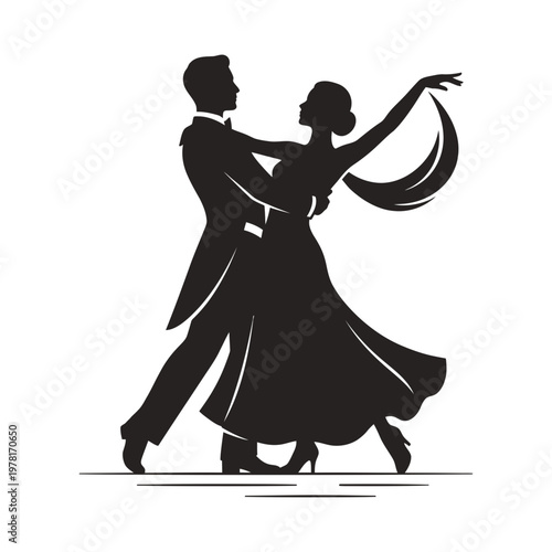 Art Deco Dancing Couple Silhouette with Geometric Frame