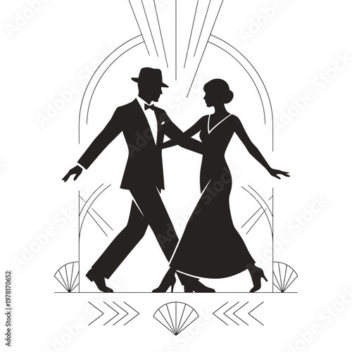Elegant Ballroom Couple in Dramatic Dip Silhouette