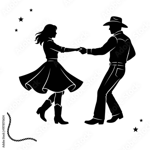 Contemporary Dance Couple Silhouette in Expressive Motion