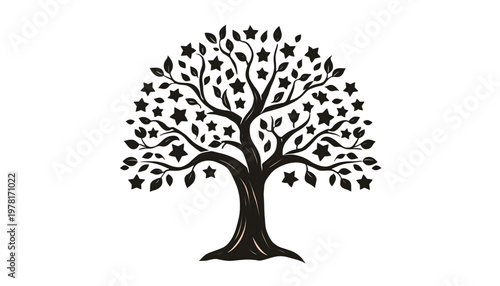 juneteenth family tree vector illustration with star leaves and legacy symbol on transparent background
