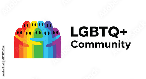 LGBTQ+ community logo, rainbow pride symbol, LGBTQ+ support icon, vector graphics