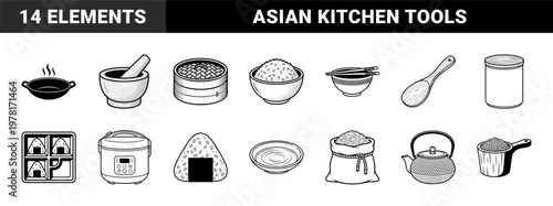 Oriental Rice Bowl and Cooking Tool Assets