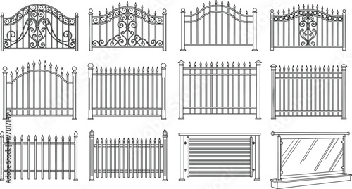 Collection of Ornamental Gates and Fences with Intricate Designs for Decorative and Security Applications