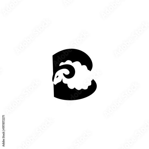 Sheep Animal Letter B Logo Ve...