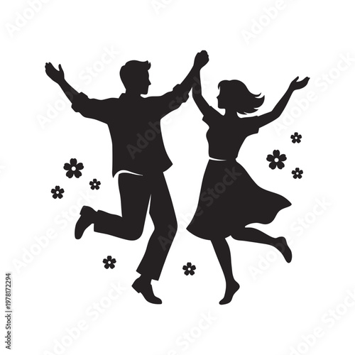 Elegant couple dancing with masquerade masks