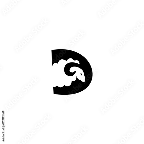 Sheep Animal Letter D Logo Ve...