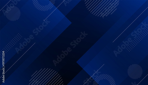 Geometric shapes intersect in a dark blue abstract composition with .eps reference