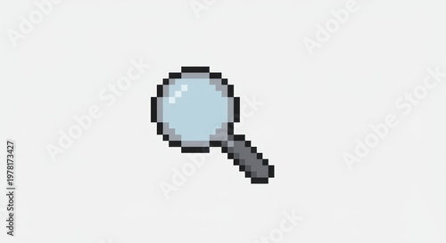 Pixelated magnifying glass icon symbol.