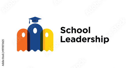 School leadership icons, education vector graphics, academic symbols, graduation cap logo