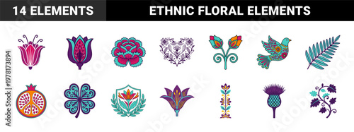 Folk Art Floral Botanical Assets