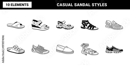 Summer Sandal and Outdoor Footwear Asset Sheet
