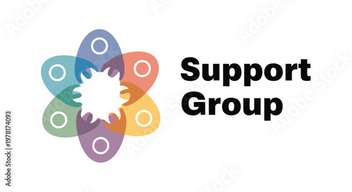Support group logo, colorful flower icon, mental health symbol, vector graphics