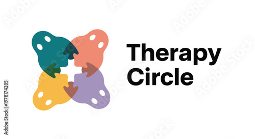 Psychotherapy, therapy circle, counseling icon, mental health symbol, vector logo