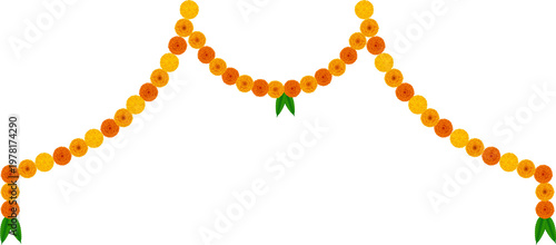 Festive Marigold Garland Hanging Border Design