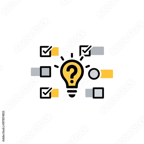 Light Bulb With Checkmarks Idea Concept.