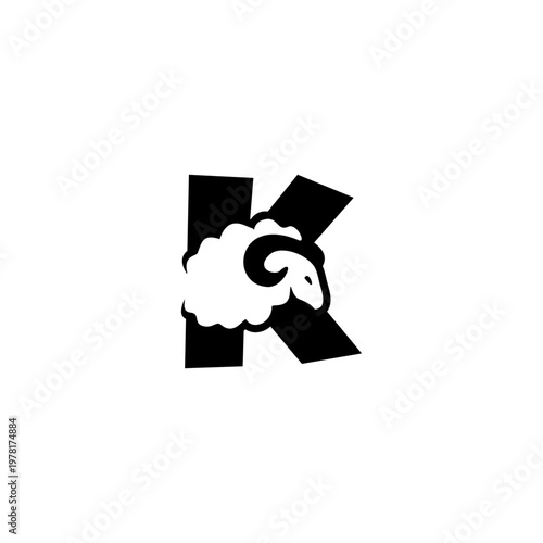Sheep Animal Letter K Logo Ve...