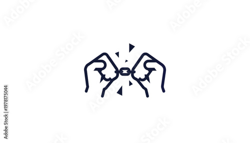 minimalist vector icon of hands breaking a chain for freedom concept isolated on transparent background