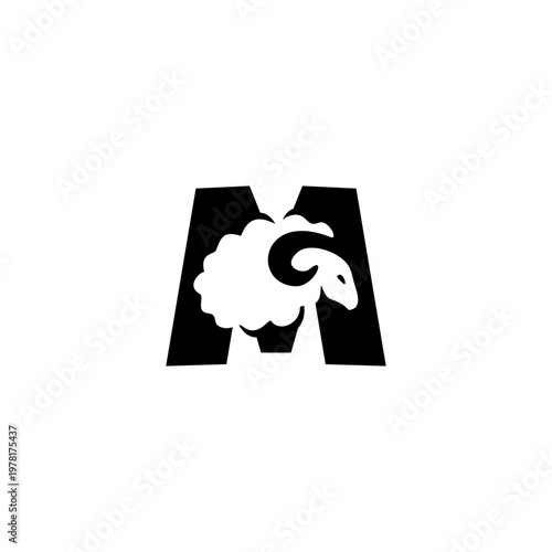 Sheep Animal Letter M Logo Ve...