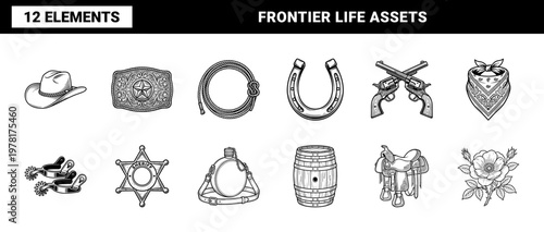 Wild West Frontier Bold Line Art Graphics