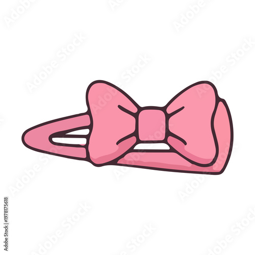 Pink bow hair clip illustration