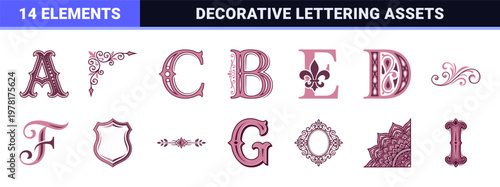 Pink Victorian Ornamental Monograms