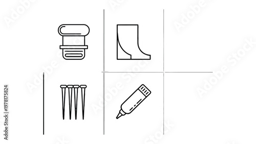 Craft Icons: Conceptual assortment of a crafting tools, perfectly suitable for a craft or workshop project, or DIY blog. 