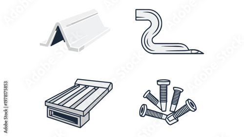 Innovative Building Components: An array of building components, each uniquely designed for structural integrity and aesthetic appeal, showcases the future of construction and design.