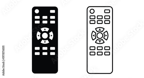 Two remote controls are displayed one black and one white as a silhouette
