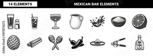Tequila Bar and Cantina Graphic Set