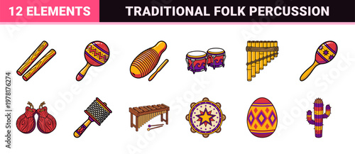Mexican Folk Music Instrument Graphic Assets