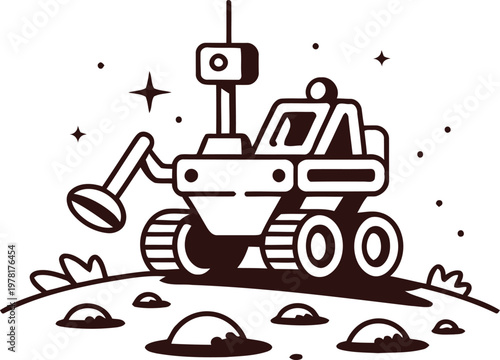 Autonomous space rover conducting planetary surface exploration and soil analysis