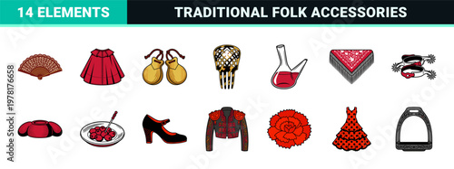 Spanish Folk Culture Heritage Graphic Set