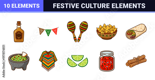 Mexican Fiesta Food and Culture Graphic Set