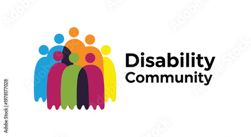 Disability Community, Diversity, Inclusion, Vector Logo, Colorful People Icons