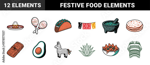 Mexican Fiesta and Food Vector Elements