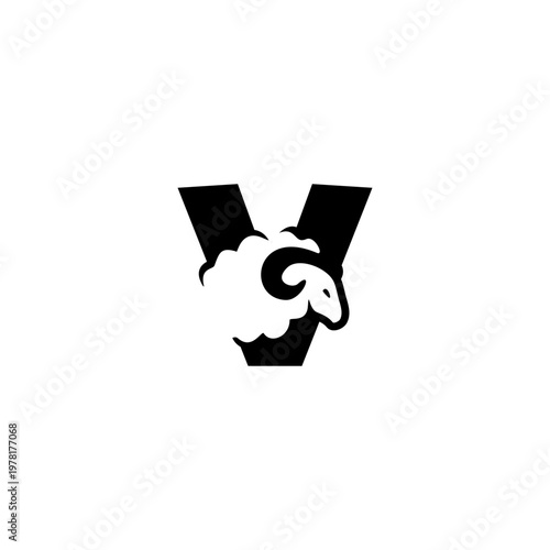 Sheep Animal Letter V Logo Ve...