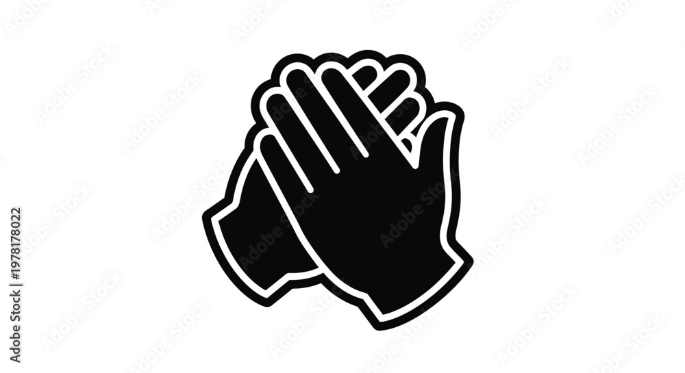 Obraz premium Clapping hands forming a heart shape simple black design silhouette