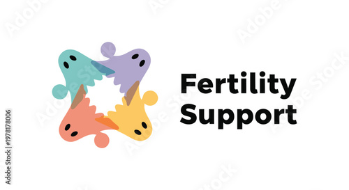 Fertility support icons, colorful fish vector graphics, emotional wellness symbols, reproductive health illustrations