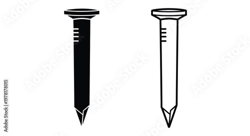 Two nail illustrations one dark and one light in silhouette