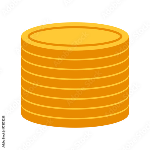 コインスタックアイコン 金貨の積み重ねシンボル ビジネス・金融・貯金に使えるフラットベクター素材 / Coin stack icon gold money pile symbol for business finance saving flat vector
