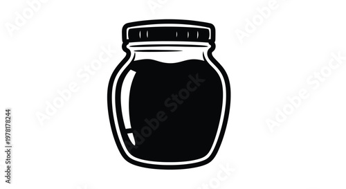 Black mason jar illustration a simple bold graphic silhouette