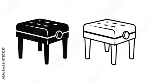 Two ottoman designs in black and white a modern graphic silhouette