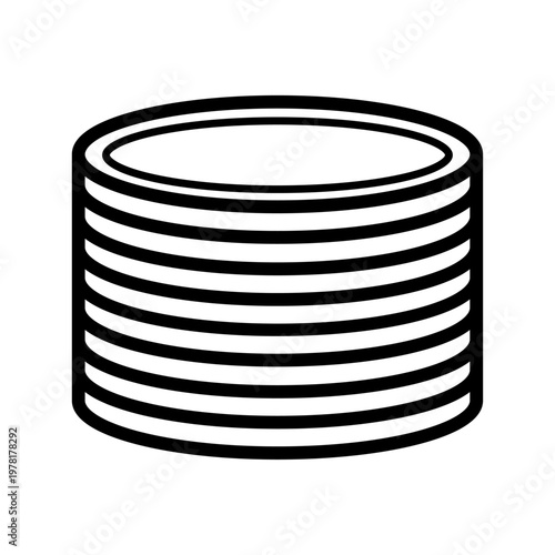 コインスタックアイコン 線画の硬貨積み重ねシンボル ビジネス・金融・貯金に使えるミニマルベクター素材 / Coin stack icon outline money pile symbol for business finance saving minimal vector
