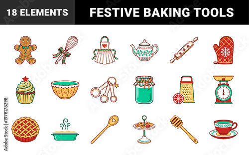 Holiday Kitchen Folk Art Baking Set