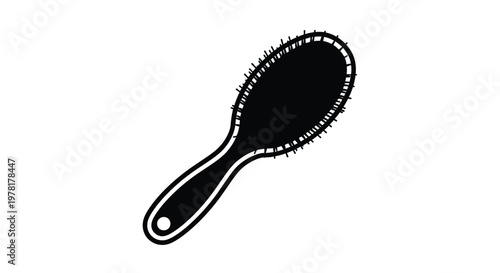 Black hairbrush illustration against a white background silhouette