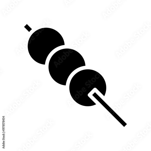 団子アイコン シルエットの和菓子スイーツシンボル 串付きフードデザインに使えるシンプルベクター素材 / Dango icon silhouette Japanese sweet dumpling skewer simple food vector
