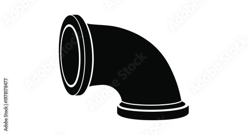 Black pipe elbow illustration against a white background a striking silhouette